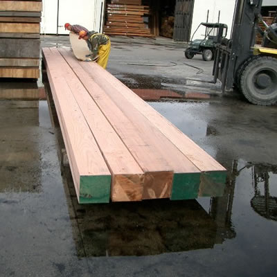 Redwood beams at Redwood Lumber & Supply Company Mill.