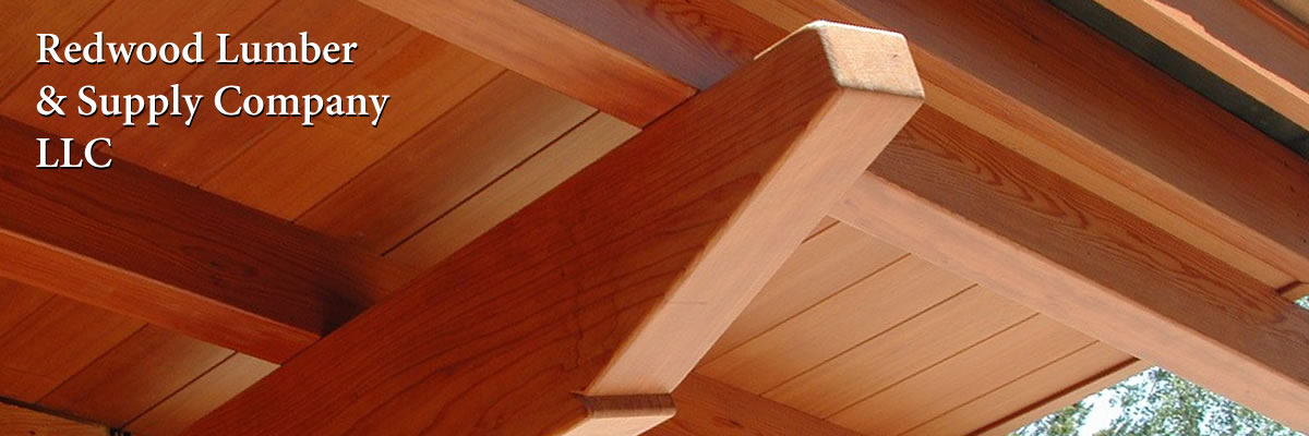 Redwood boards and beams combine to create a beautiful soffit detail on a custom home.
